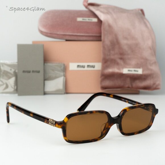 Miu Miu Women Sunglasses Havana Brown Rectangle MU11ZSF  display picture 3